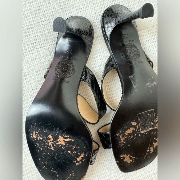 Vintage Gianni Versace Black Snakeskin Sandals 5.5 - Picture 2 of 7
